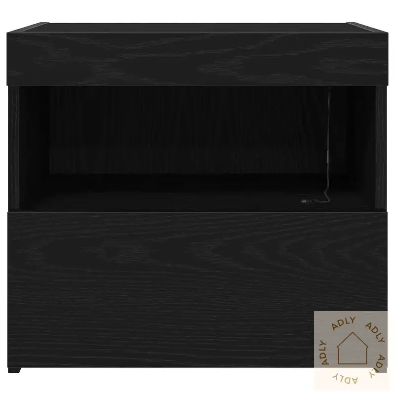 Nattbord Med Led-Lamper 2 Stk Svart Eik 50X40X45 Cm