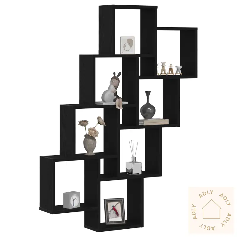 Veggskap I Svart Eik 90X15X119,5 Cm Laget Av Tre