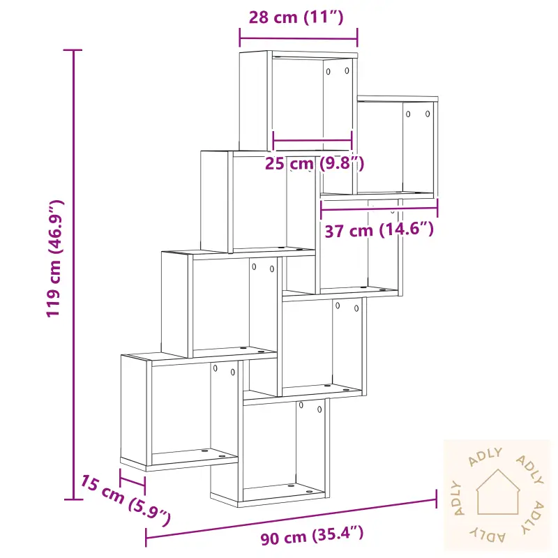 Veggskap I Svart Eik 90X15X119,5 Cm Laget Av Tre