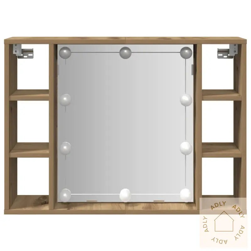 Sminkebord Med Led Artisan Eik 76X15X55 Cm Konstruert Tre