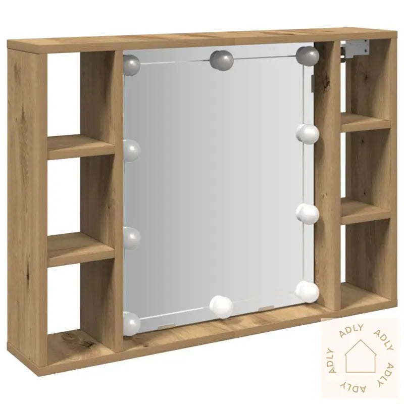 Sminkebord Med Led Artisan Eik 76X15X55 Cm Konstruert Tre