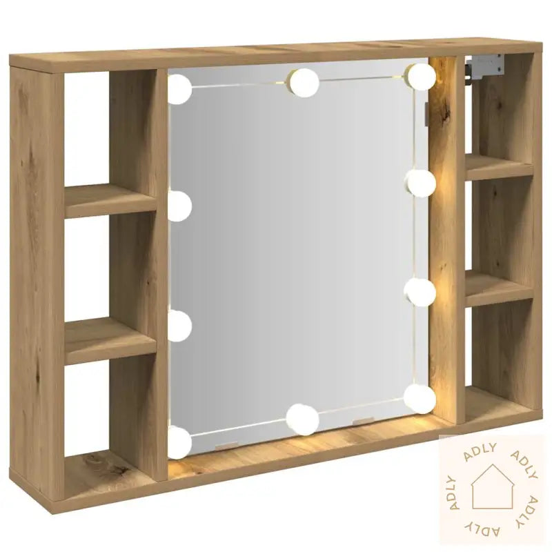 Sminkebord Med Led Artisan Eik 76X15X55 Cm Konstruert Tre