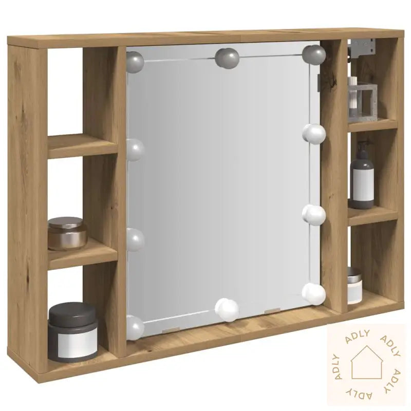 Sminkebord Med Led Artisan Eik 76X15X55 Cm Konstruert Tre