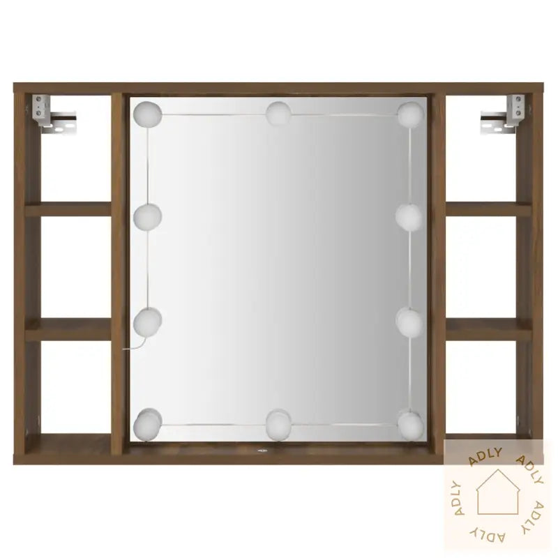 Speilskap Med Led Brun Eik 76X15X55 Cm