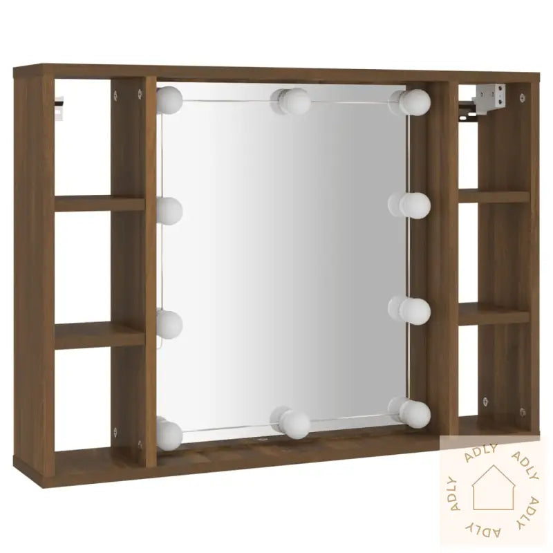 Speilskap Med Led Brun Eik 76X15X55 Cm