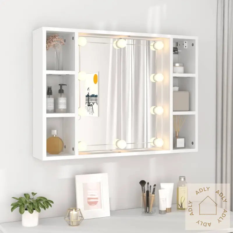 Speilskap Med Led Hvit 76X15X55 Cm