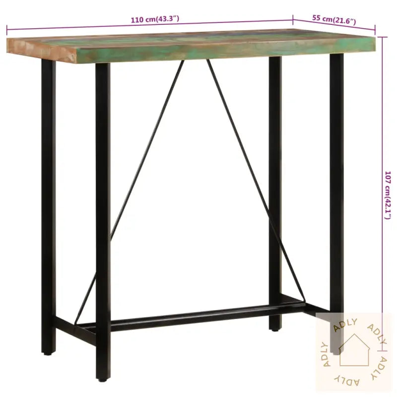Barbord 110X55X107 Cm Gjenvunnet Heltre Og Jern