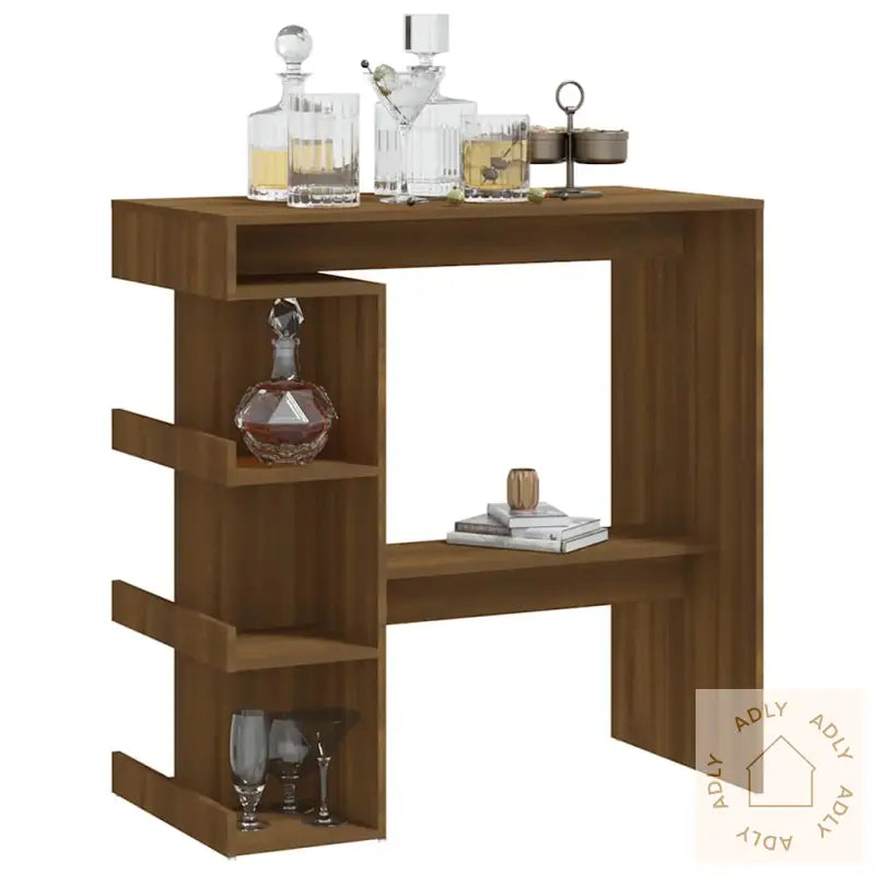 Barbord Med Oppbevaring Brun Eik 100X50X101,5 Cm Konstruert Tre