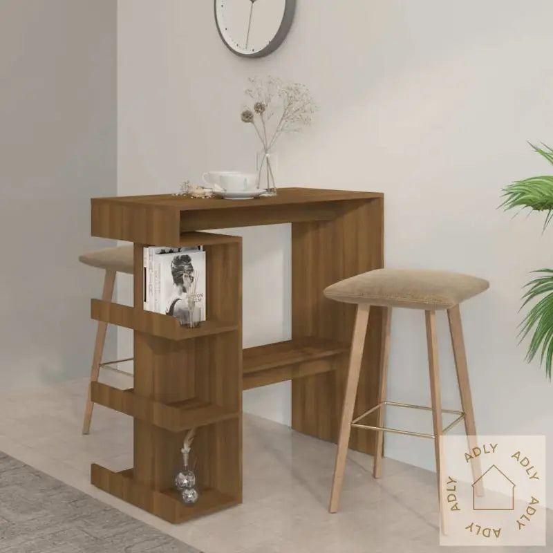 Barbord Med Oppbevaring Brun Eik 100X50X101,5 Cm Konstruert Tre