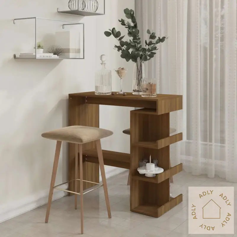 Barbord Med Oppbevaring Brun Eik 100X50X101,5 Cm Konstruert Tre