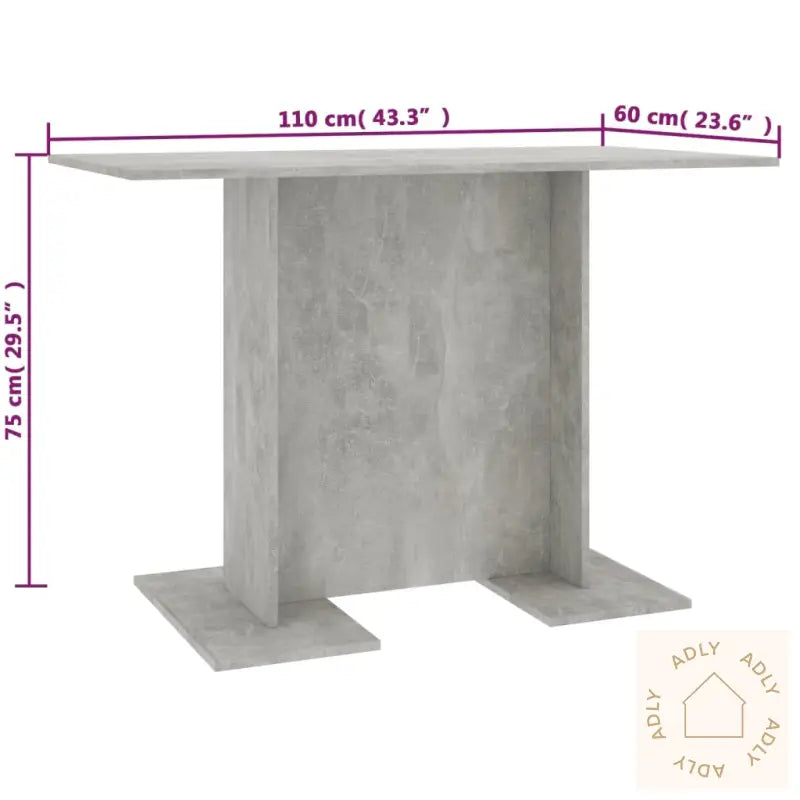Spisebord Betonggrå 110X60X75 Cm Konstruert Tre