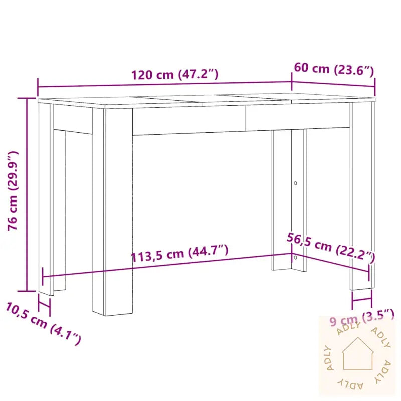Spisebord Betonggrå 120X60X76 Cm Konstruert Tre