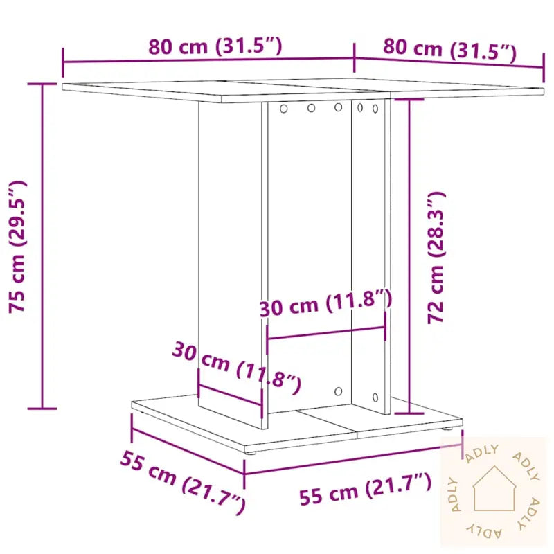 Spisebord Brun Eik 80X80X75 Cm Konstruert Tre