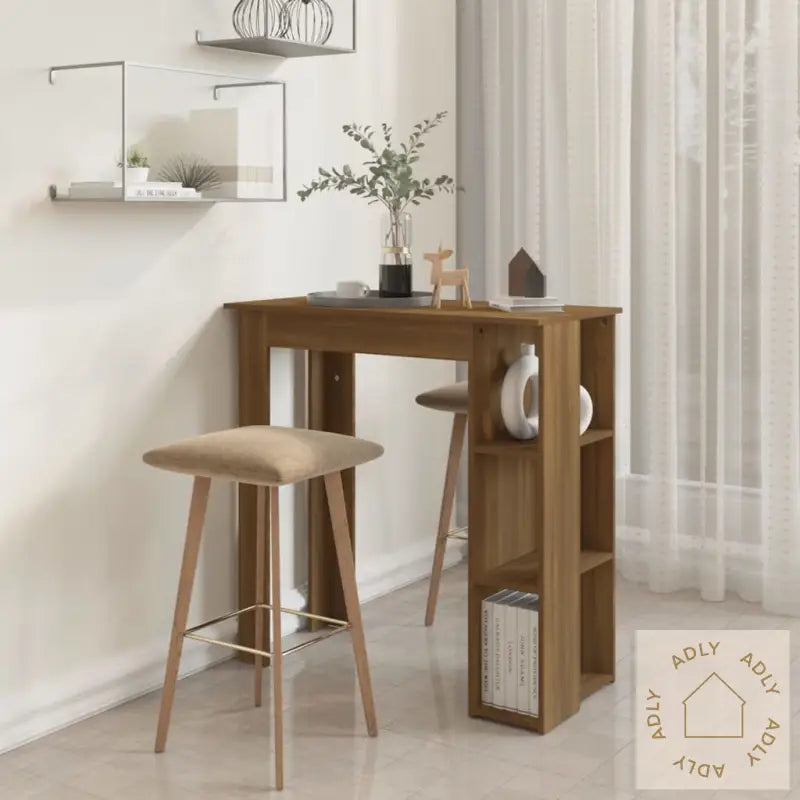 Barbord Med Hylle Brun Eik 102X50X103,5 Cm Konstruert Tre
