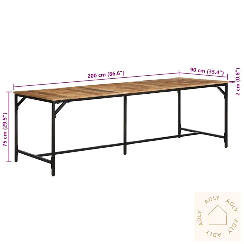Spisebord 220X90X75 Cm Grovt Heltre Mangotre