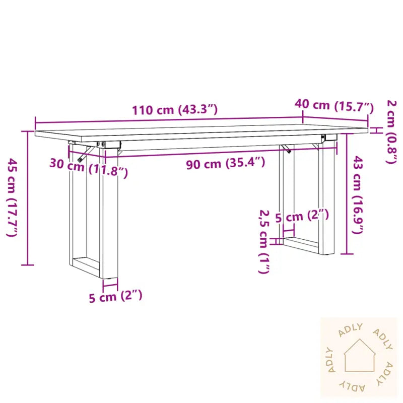 Salongbord O-Ramme 110X40X45 Cm Heltre Furu Og Stål