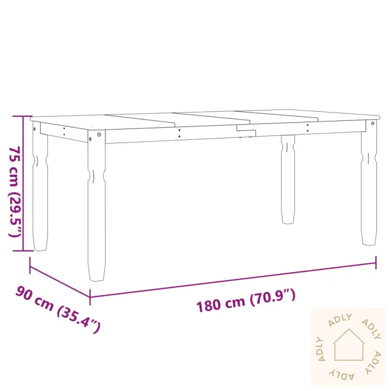 Spisebord Corona Hvit 180X90X75 Cm Heltre Furu