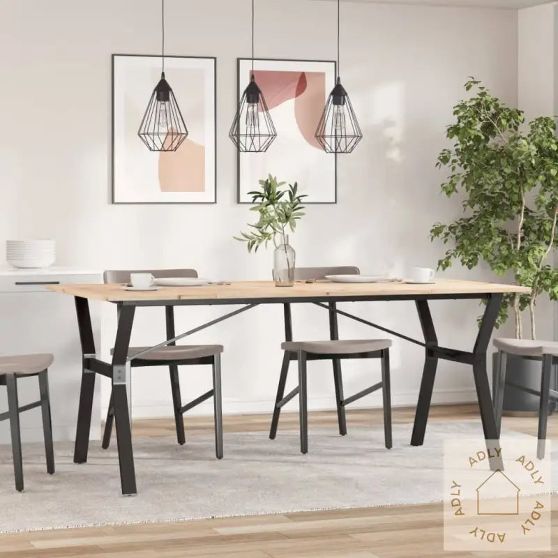 Spisebord Y-Ramme 180X90X75 Cm Heltre Furu Og Stål