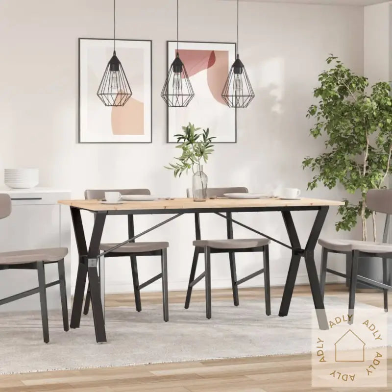 Spisebord Y-Ramme 160X80X75 Cm Heltre Furu Og Stål