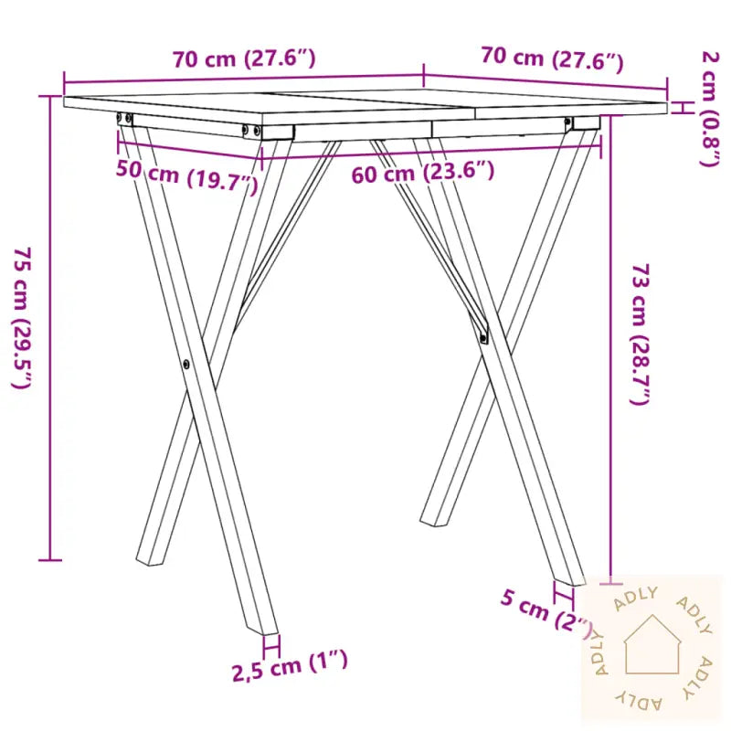 Salongbord X-Ramme 70X70X75 Cm Heltre Furu Og Stål