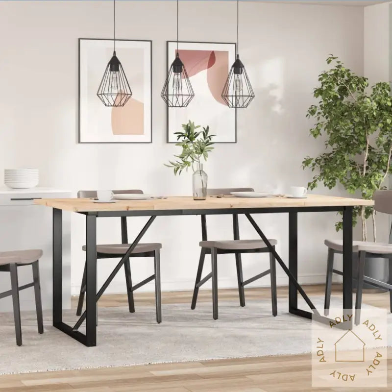 Spisebord O-Ramme 180X90X75,5 Cm Heltre Furu Og Stål