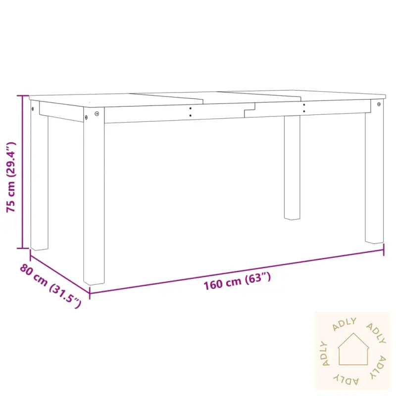 Spisebord Panama Grå 160X80X75 Cm Heltre Furu
