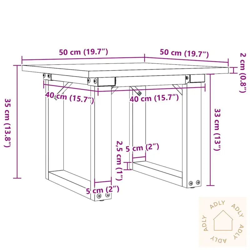 Salongbord O-Ramme 50X50X35 Cm Heltre Furu Og Stål
