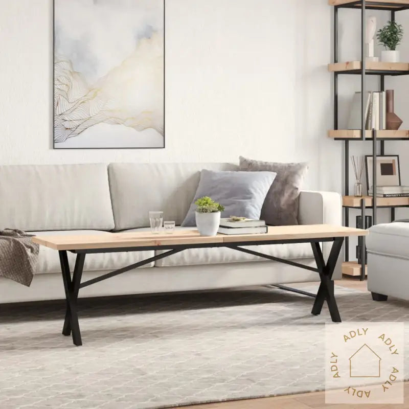 Salongbord X-Ramme 160X40X45,5 Cm Heltre Furu Og Stål