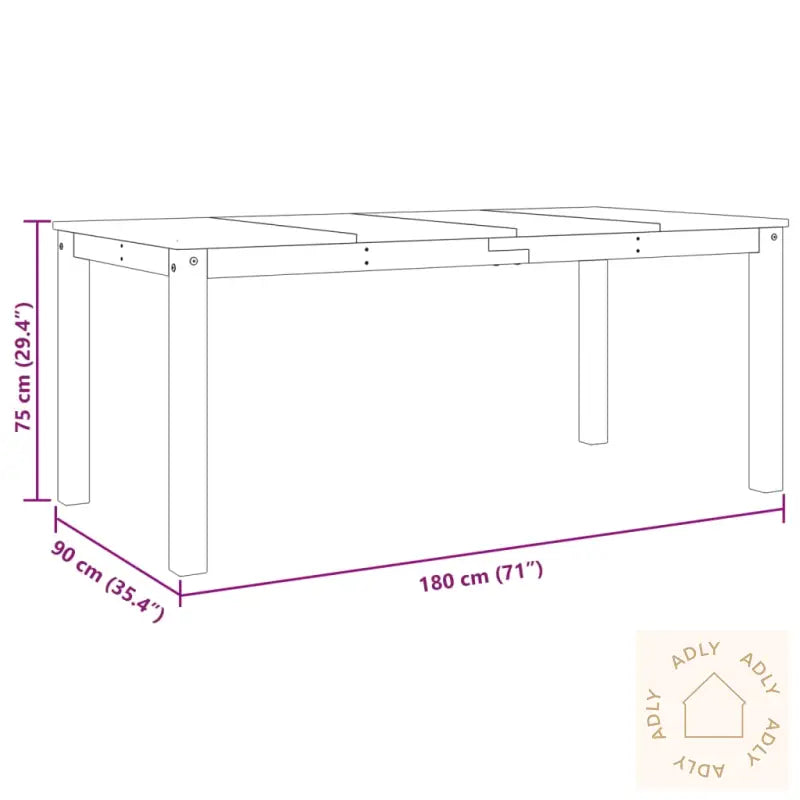Spisebord Panama Grå 180X90X75 Cm Heltre Furu