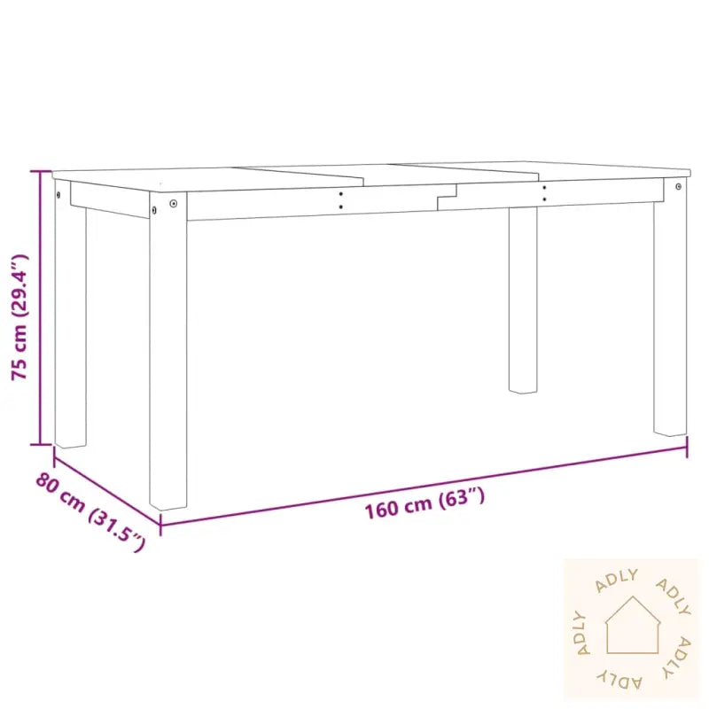 Spisebord Panama Hvit 160X80X75 Cm Heltre Furu