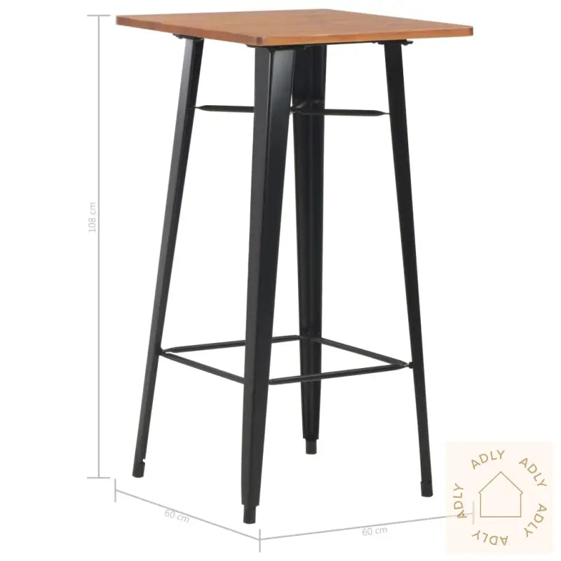 Barbord Svart 60X60X108 Cm Heltre Furu Stål