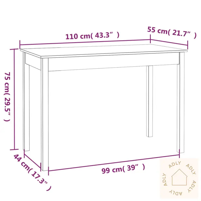 Spisebord 110X55X75 Cm Heltre Furu
