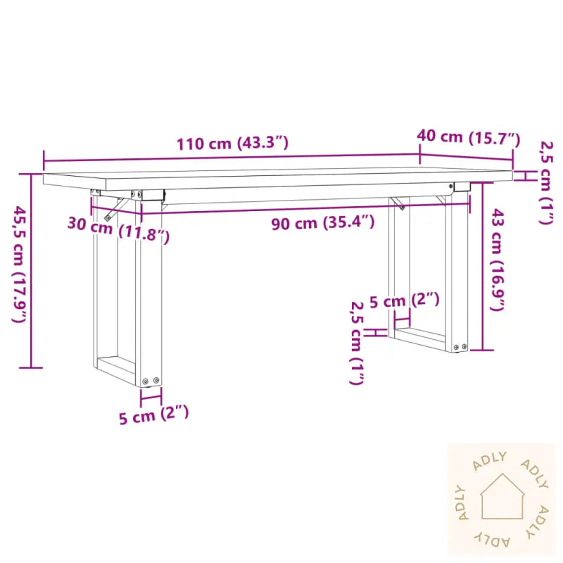 Salongbord O-Ramme 110X40X45,5 Cm Heltre Furu Og Stål