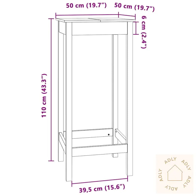 Barbord 50X50X110 Cm Heltre Furu