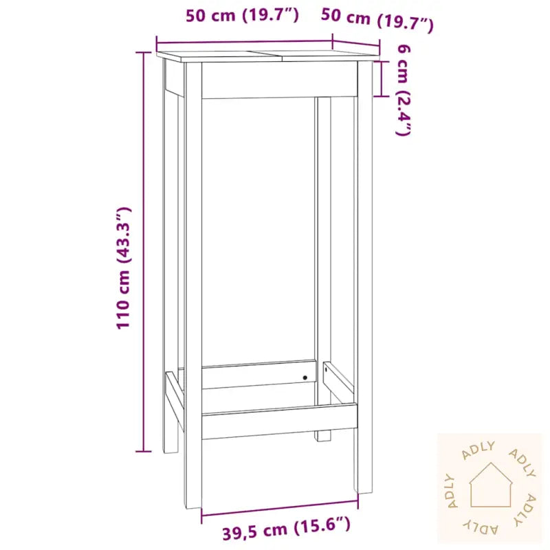Barbord Hvit 50X50X110 Cm Heltre Furu