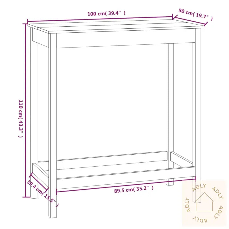 Barbord Svart 100X50X110 Cm Heltre Furu