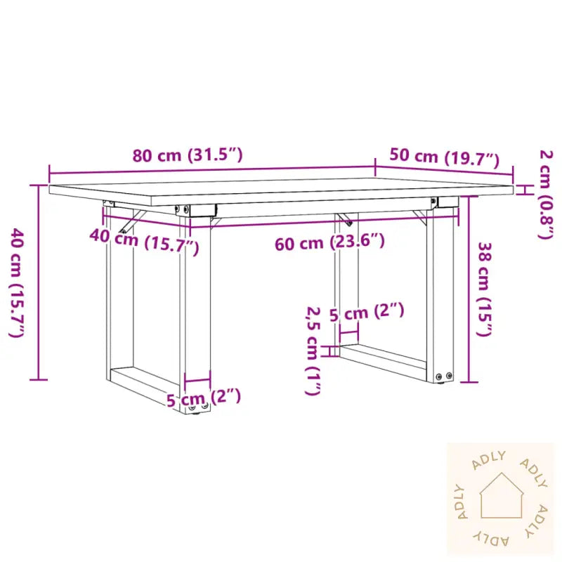 Salongbord O-Ramme 80X50X40 Cm Heltre Furu Og Stål