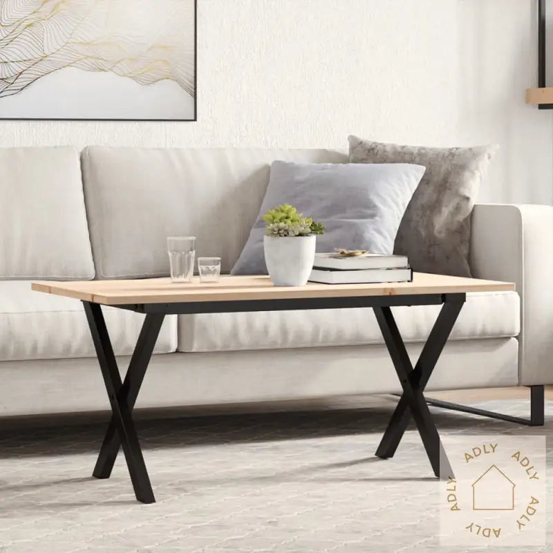 Salongbord X-Ramme 100X50X45 Cm Heltre Furu Og Stål