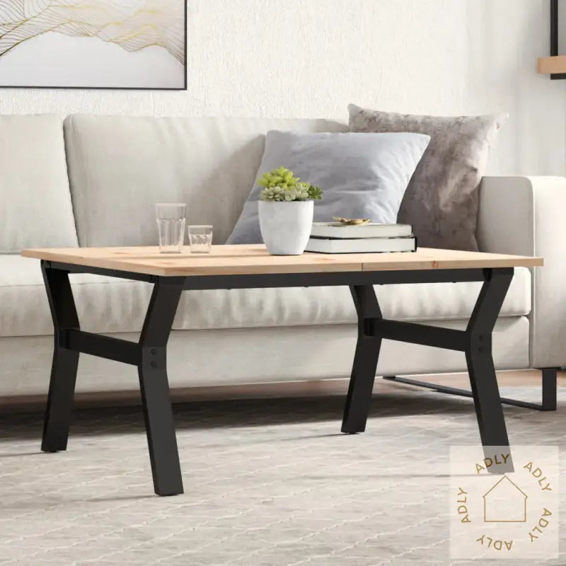 Salongbord Y-Ramme 90X90X45 Cm Heltre Furu Og Stål