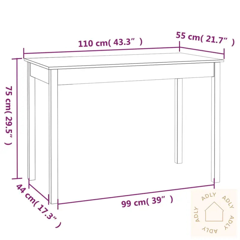 Spisebord Hvit 110X55X75 Cm Heltre Furu