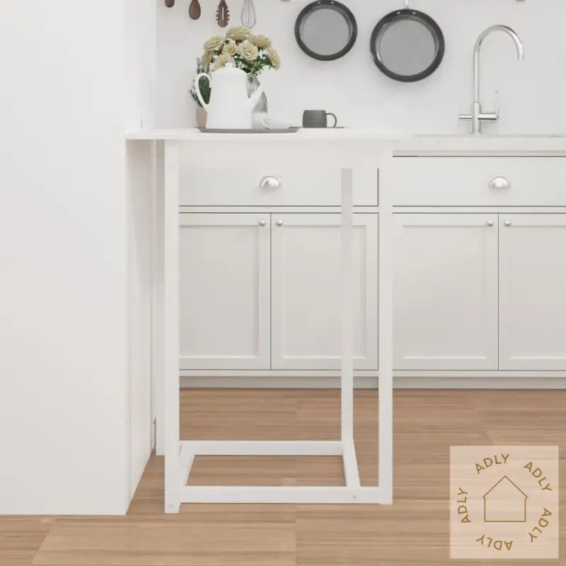 Barbord Hvit 80X80X110 Cm Heltre Furu