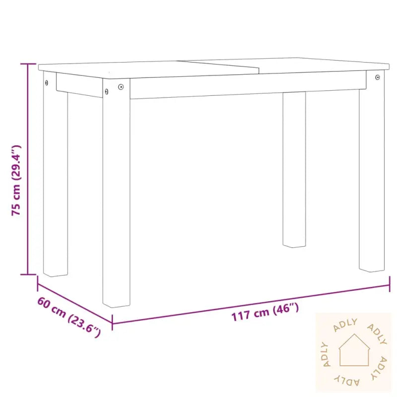 Spisebord Panama Hvit 117X60X75 Cm Heltre Furu