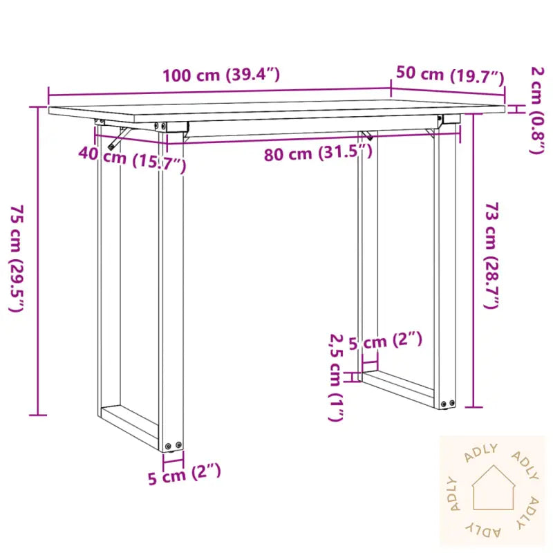 Spisebordo-Ramme 100X50X75 Cm Heltre Furu Og Stål