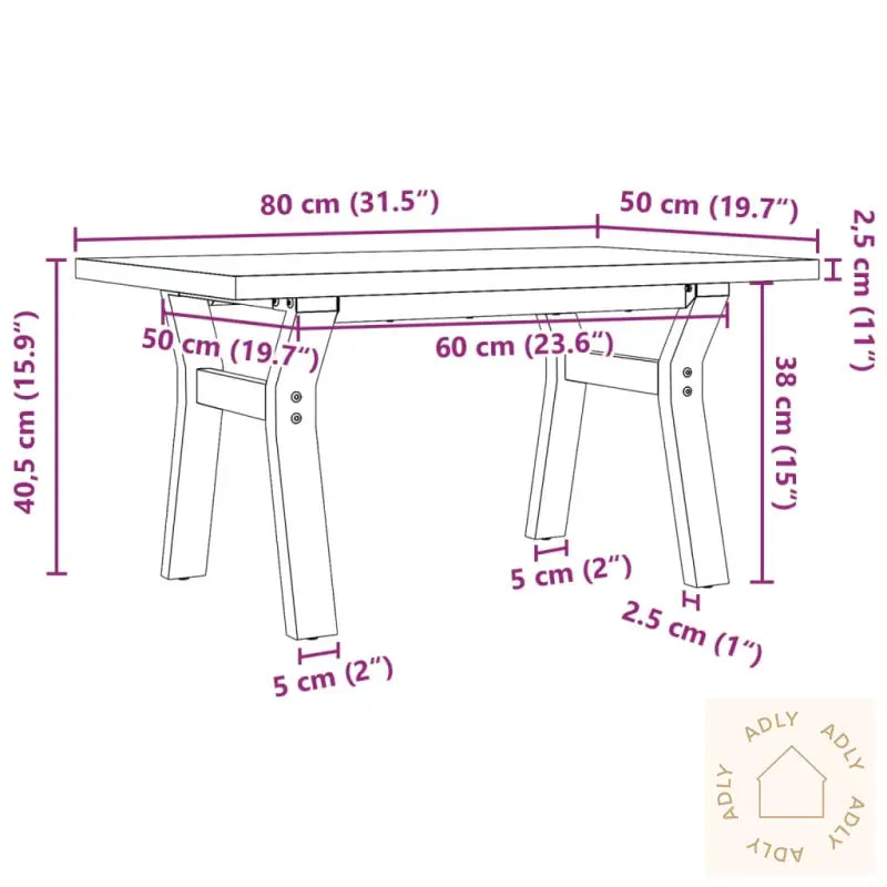Salongbord Y-Ramme 80X50X40,5 Cm Heltre Furu Og Stål