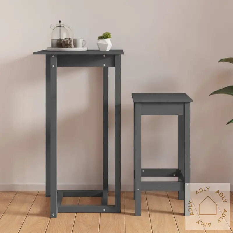 Barbord Grå 60X60X110 Cm Heltre Furu