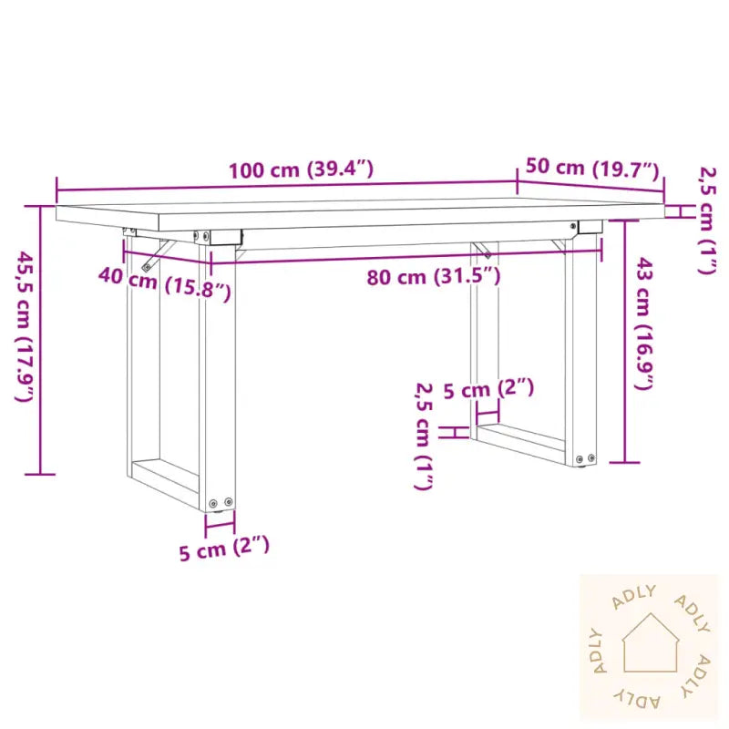 Salongbord O-Ramme 100X50X45,5 Cm Heltre Furu Og Stål