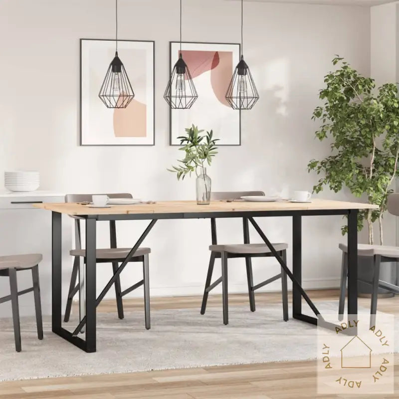 Spisebord O-Ramme 180X90X75 Cm Heltre Furu Og Stål