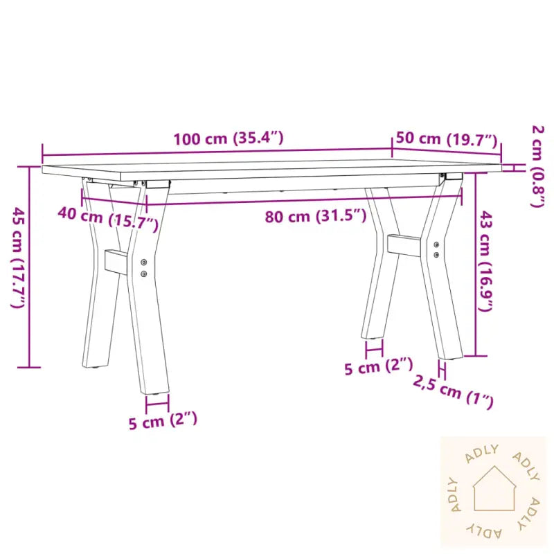 Salongbord Y-Ramme 100X50X45 Cm Heltre Furu Og Stål