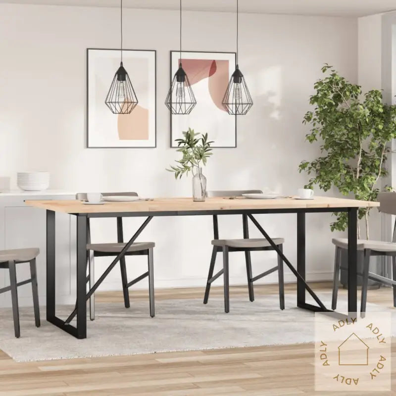 Spisebord O-Ramme 200X100X75,5 Cm Heltre Furu Og Stål