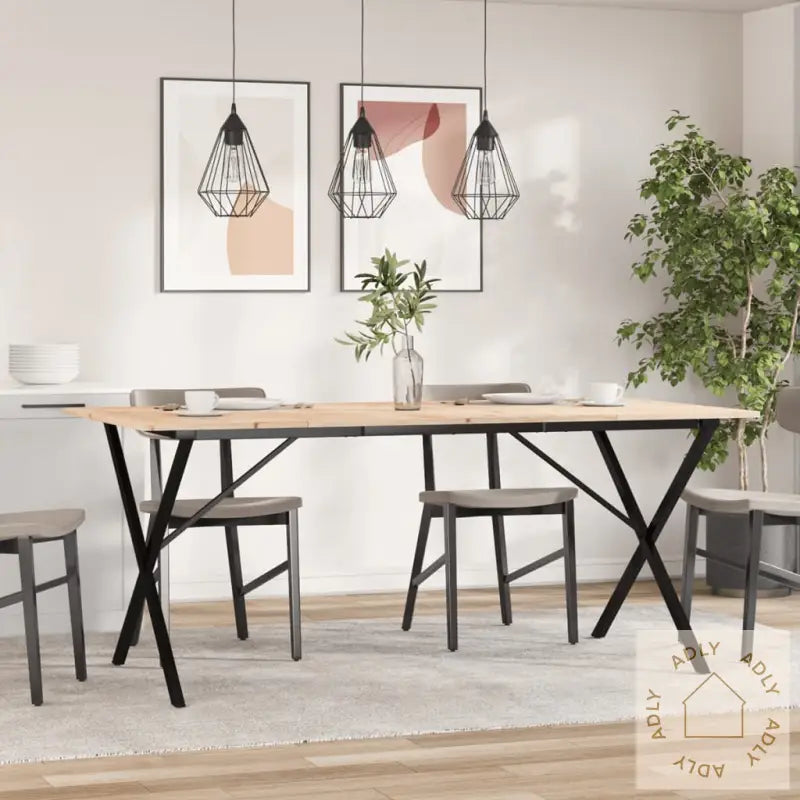 Spisebord X-Ramme 180X90X75 Cm Heltre Furu Og Stål